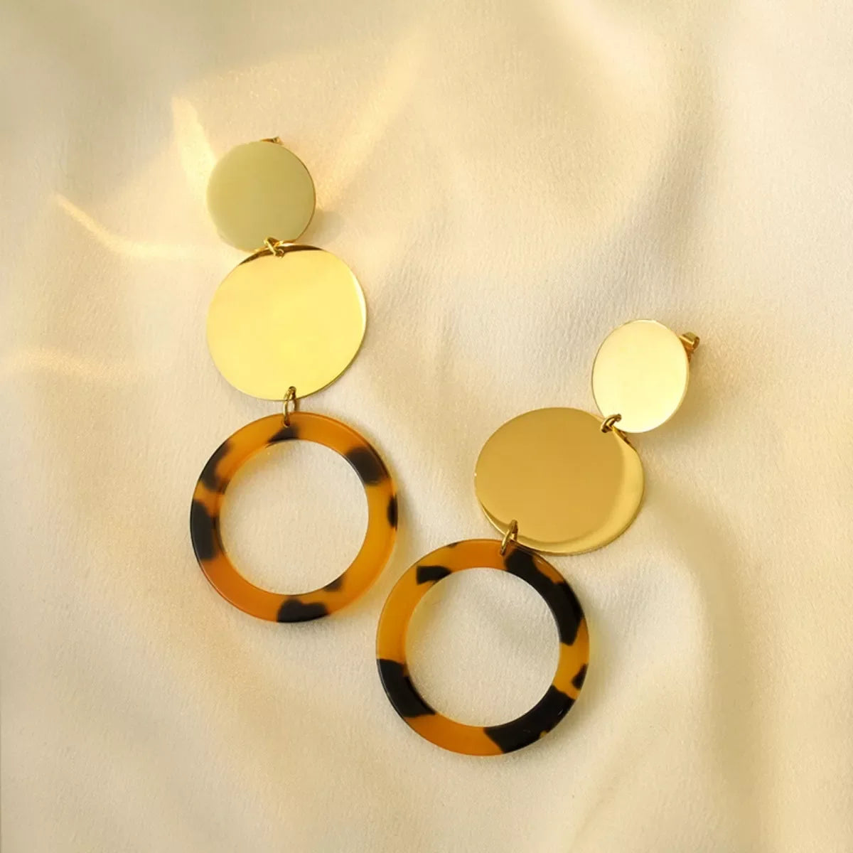 18K Gold-Plated Geometric Circle Dangle Earrings
