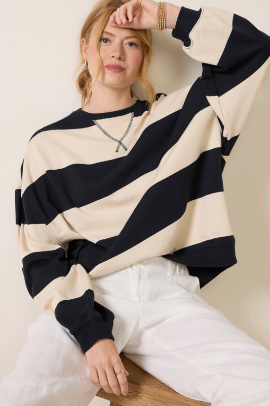 Classic Stripe Crew Wide Sweatshirt