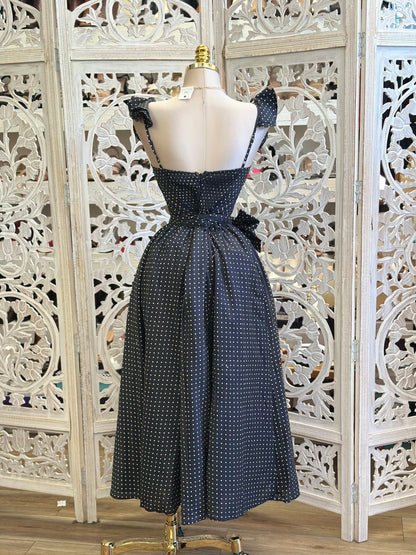 Polka Dot Corset Midi  Dress -Not Stretchy, No Estira