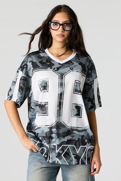 Mesh Graphic V-Neck Jersey