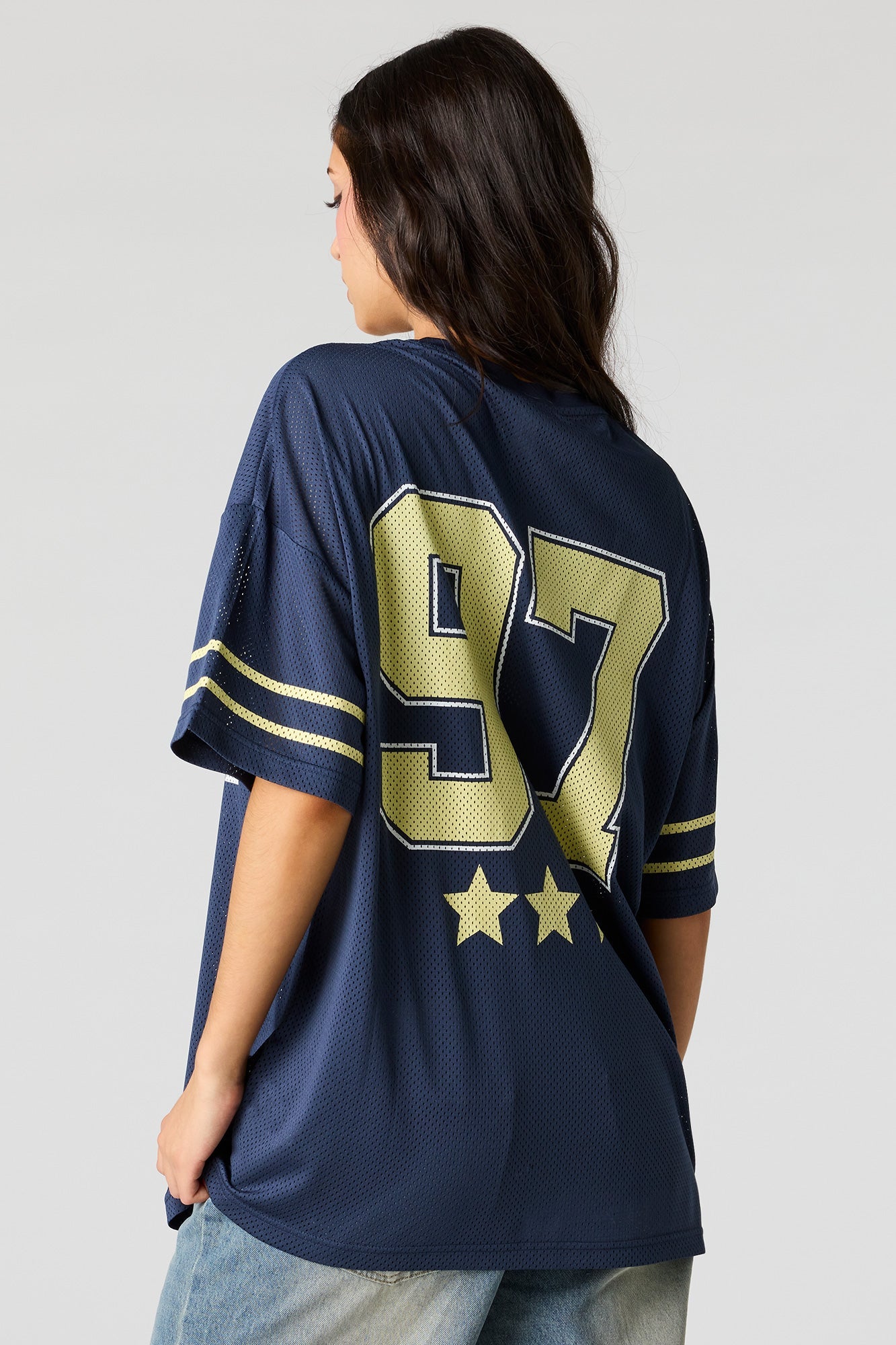 Mesh Graphic V-Neck Jersey