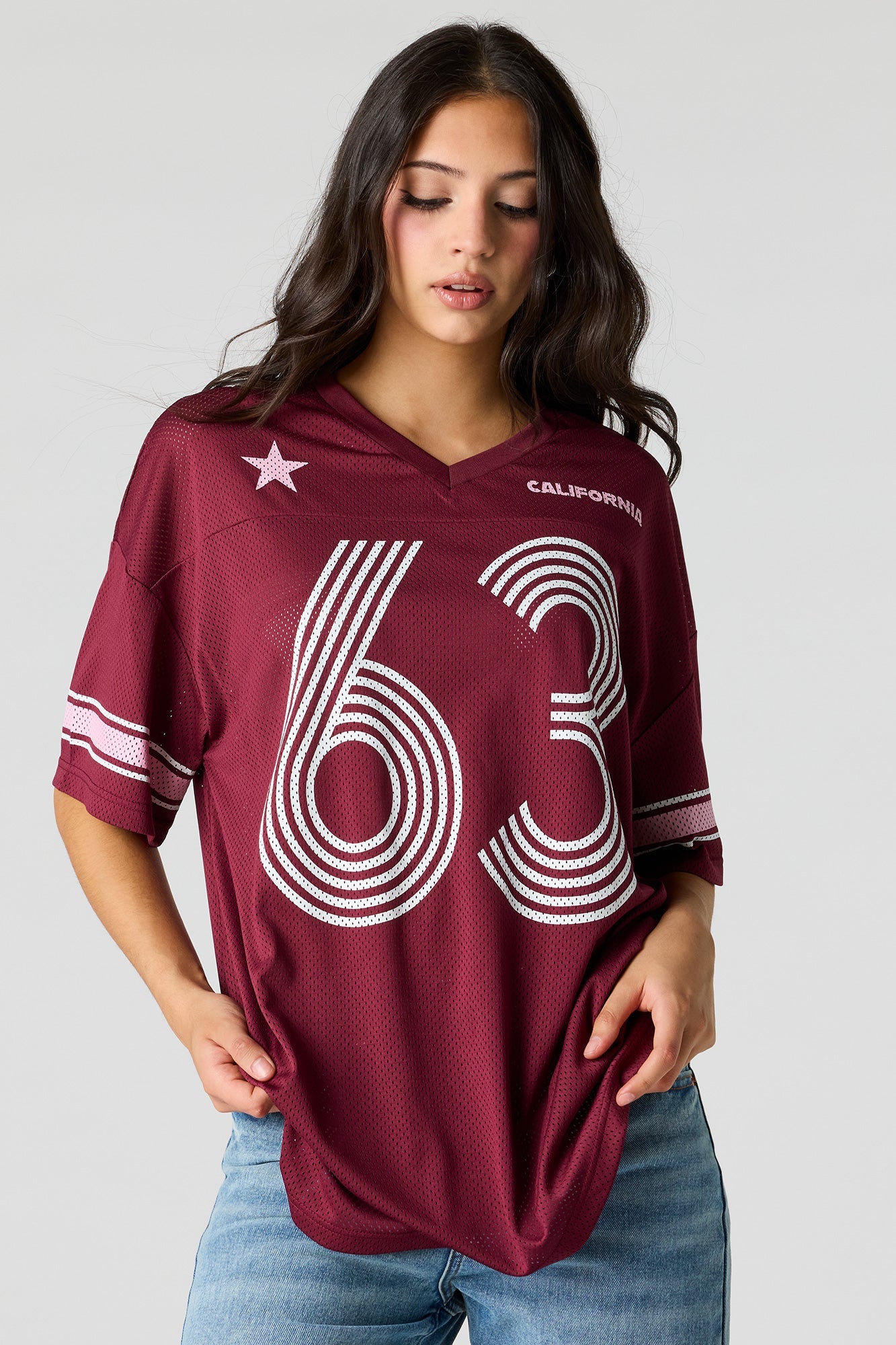 Mesh Graphic V-Neck Jersey