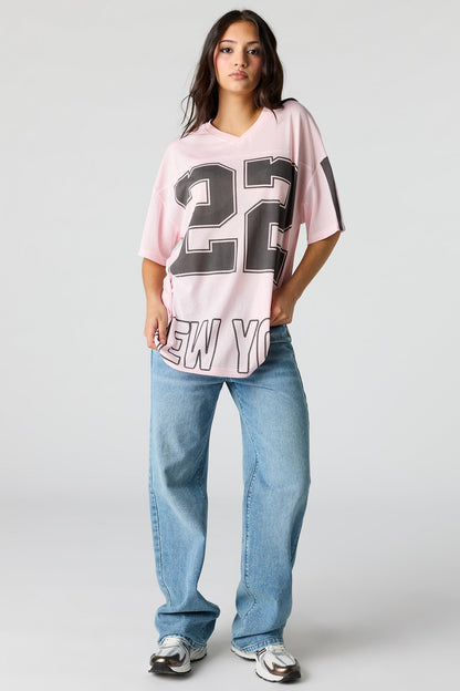 Mesh Graphic V-Neck Jersey