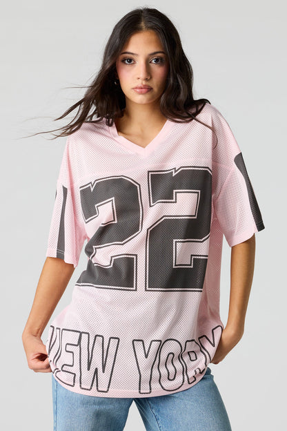 Mesh Graphic V-Neck Jersey
