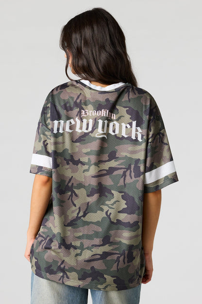 Mesh Graphic V-Neck Jersey