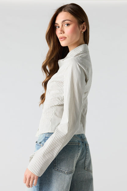 Fitted Bell Sleeve Button-Up Top