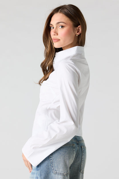 Fitted Bell Sleeve Button-Up Top