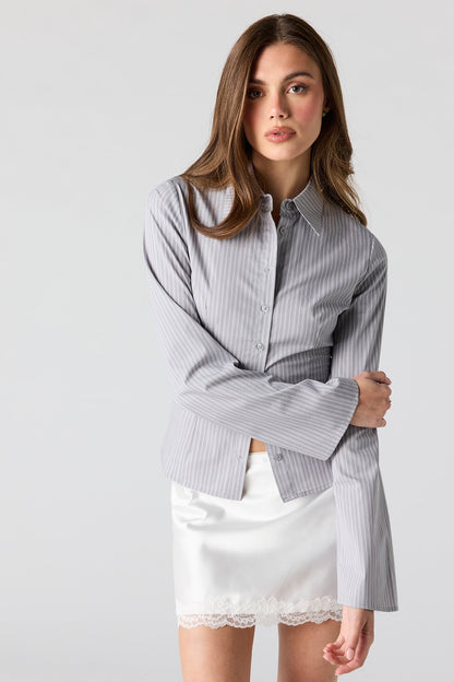 Fitted Bell Sleeve Button-Up Top