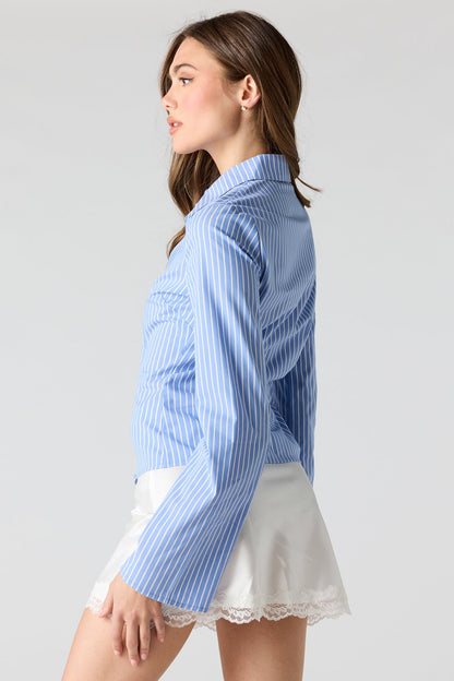 Fitted Bell Sleeve Button-Up Top