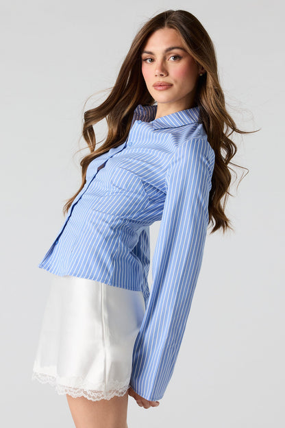 Fitted Bell Sleeve Button-Up Top