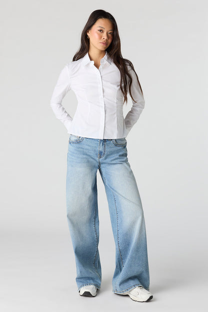 Slim Fit Button-Up Top