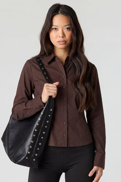Slim Fit Button-Up Top