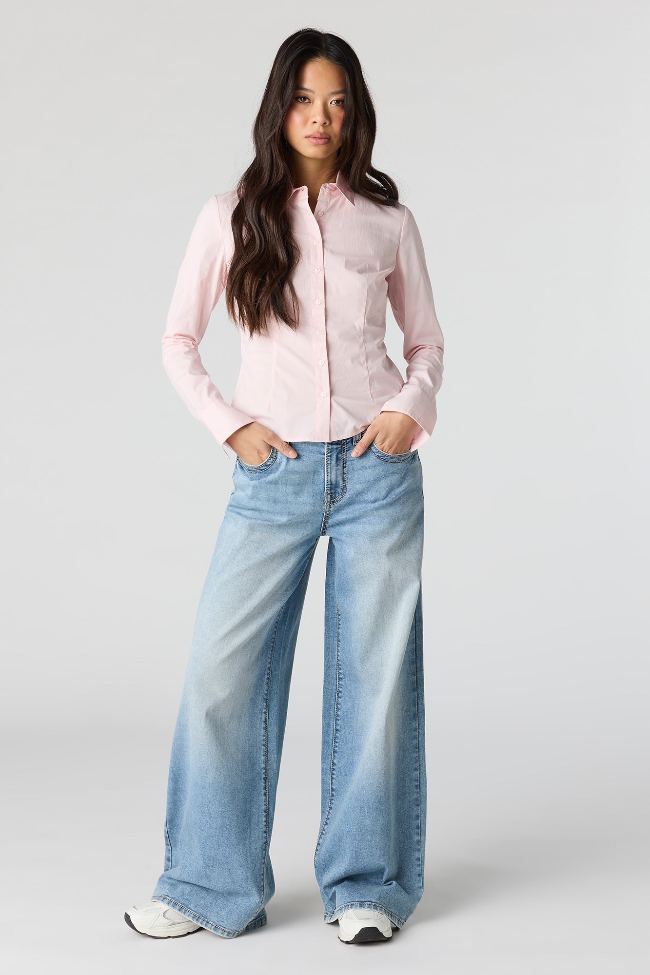 Slim Fit Button-Up Top
