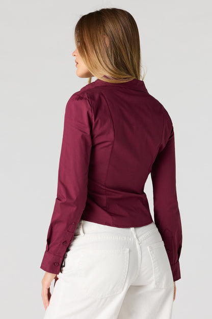 Long Sleeve Cinched Button-Up Top