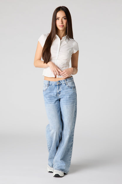 Button-Up Fitted Collared Top