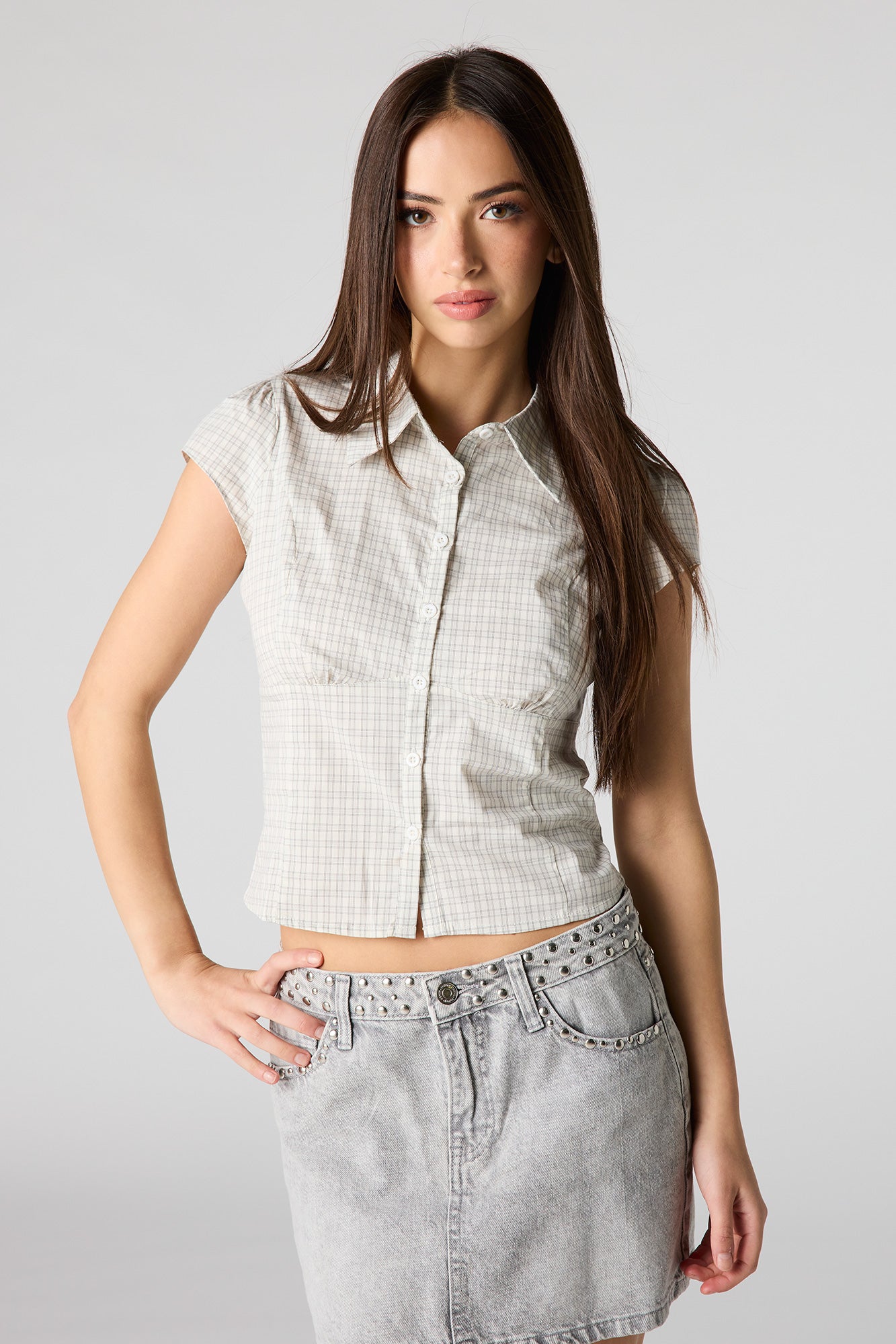 Button-Up Fitted Collared Top