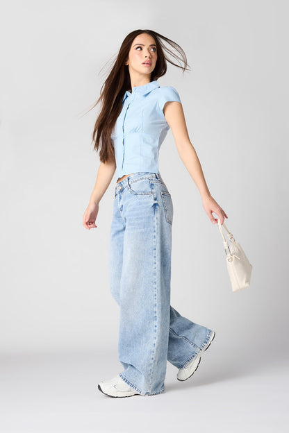 Button-Up Fitted Collared Top