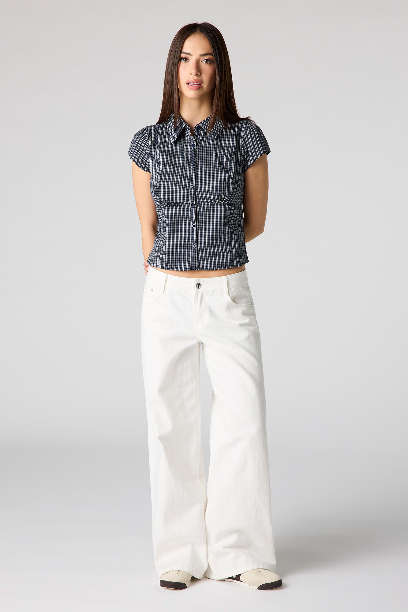 Button-Up Fitted Collared Top