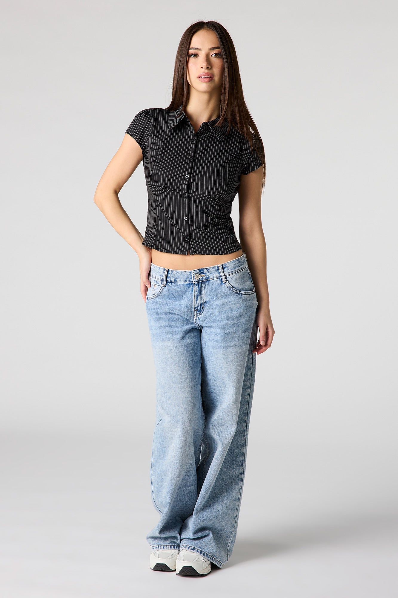 Button-Up Fitted Collared Top