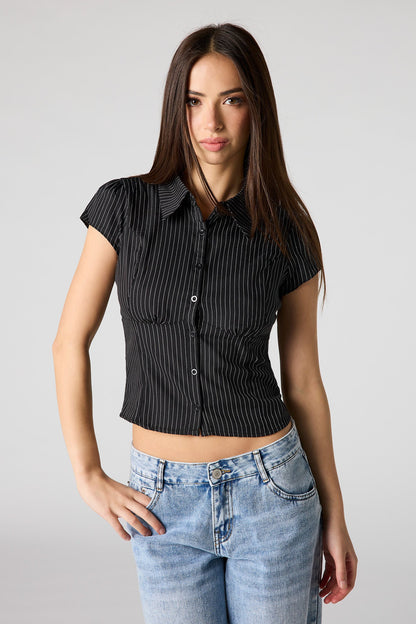 Button-Up Fitted Collared Top