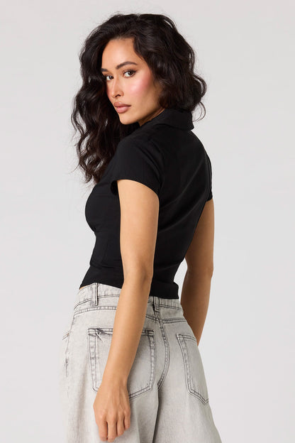 2-Way Zip-Up Collared Corset Top