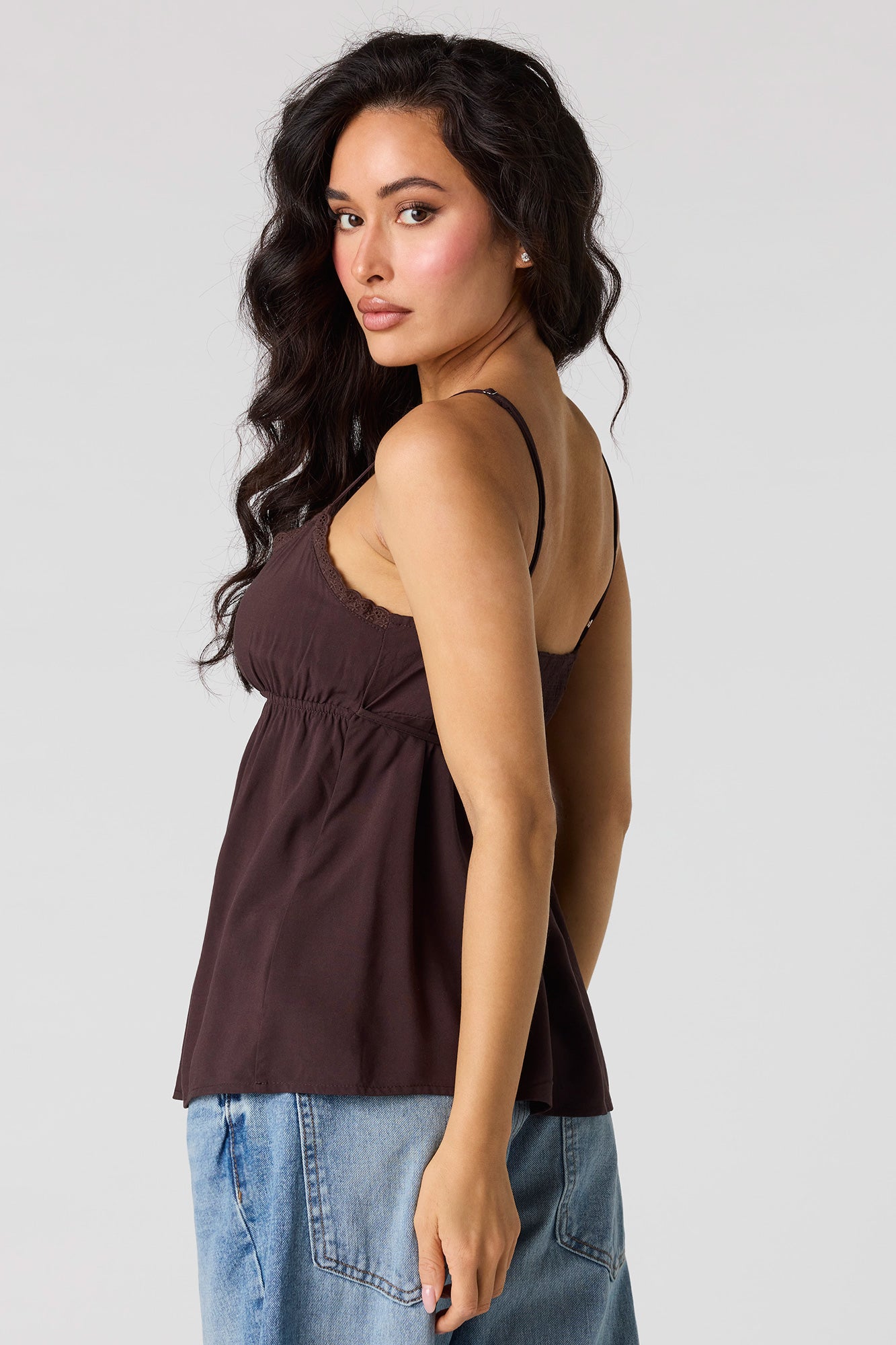 Lace Trim Babydoll Tank