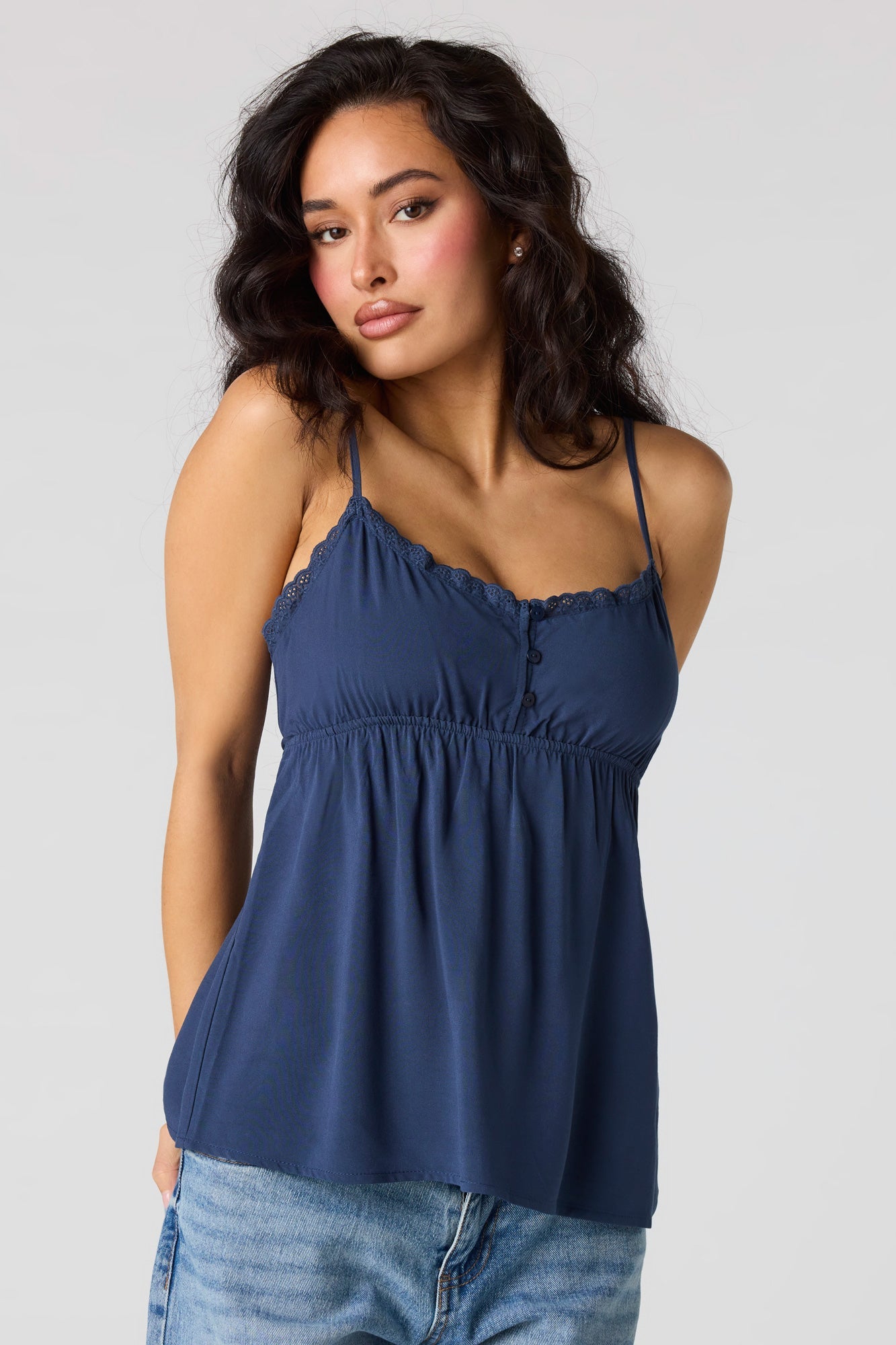 Lace Trim Babydoll Tank