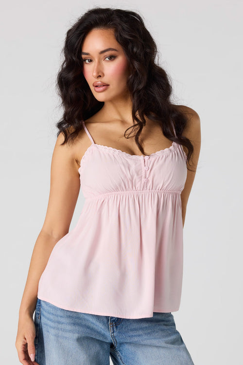 Lace Trim Babydoll Tank