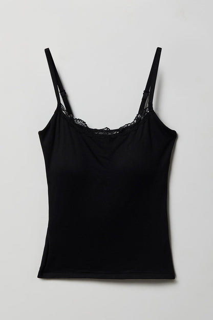 Luxe Heavy Contour Braless Lace Trim Tank