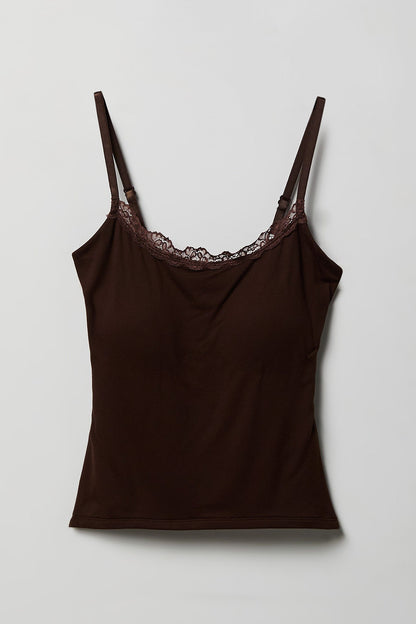 Luxe Heavy Contour Braless Lace Trim Tank