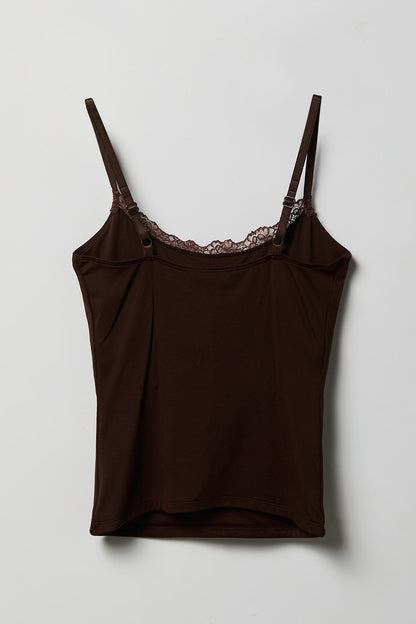 Luxe Heavy Contour Braless Lace Trim Tank
