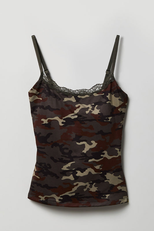 Luxe Heavy Contour Braless Lace Trim Tank