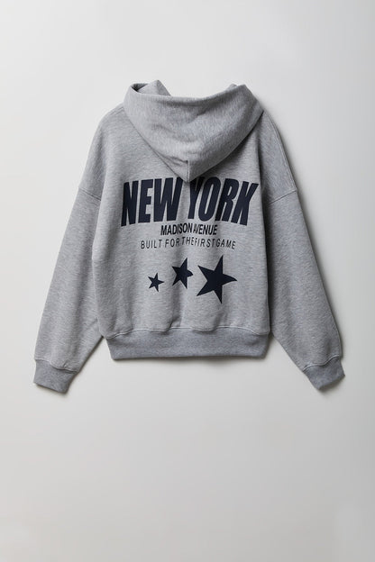 Graphic Boxy Fleece Hoodie