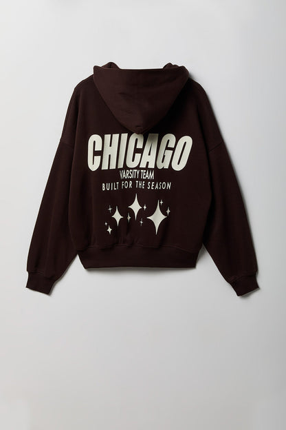 Graphic Boxy Fleece Hoodie
