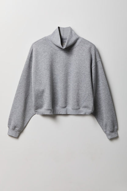 Fleece Boxy Mock Neck Sweatshirt