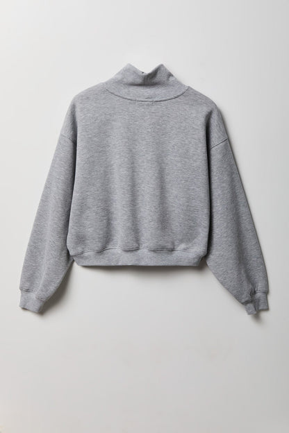 Fleece Boxy Mock Neck Sweatshirt