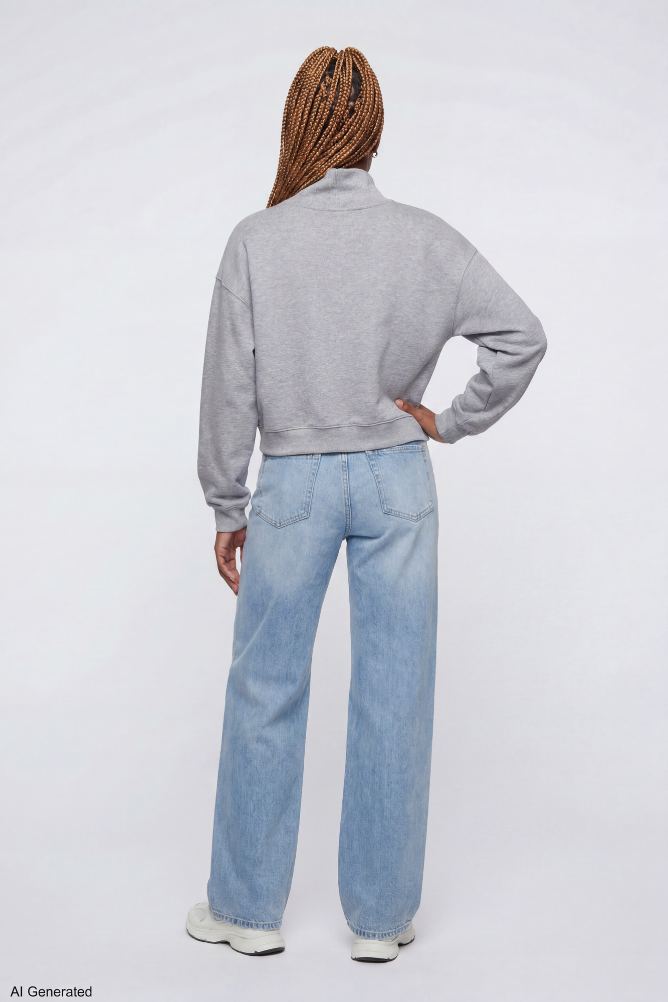 Fleece Boxy Mock Neck Sweatshirt