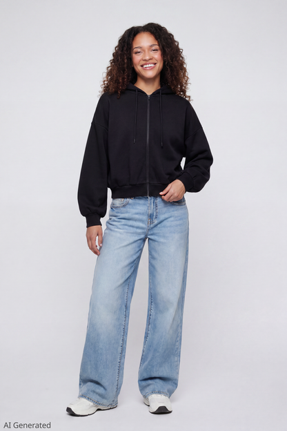Fleece Boxy Zip Hoodie