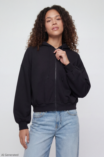 Fleece Boxy Zip Hoodie