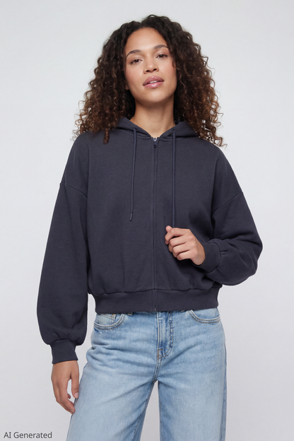 Fleece Boxy Zip Hoodie