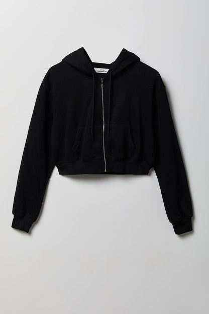 Fleece Cropped Zip Hoodie