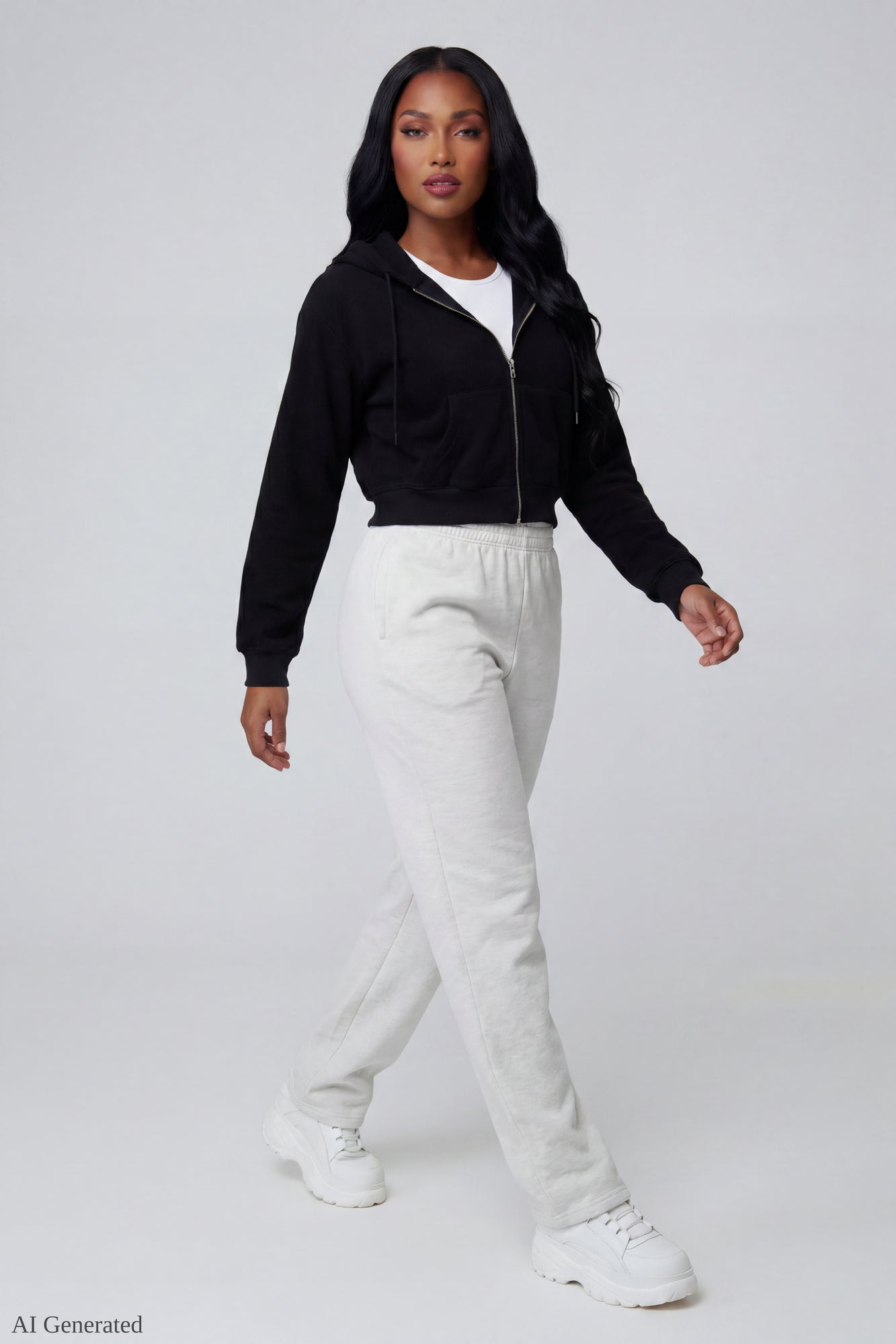 Fleece Cropped Zip Hoodie