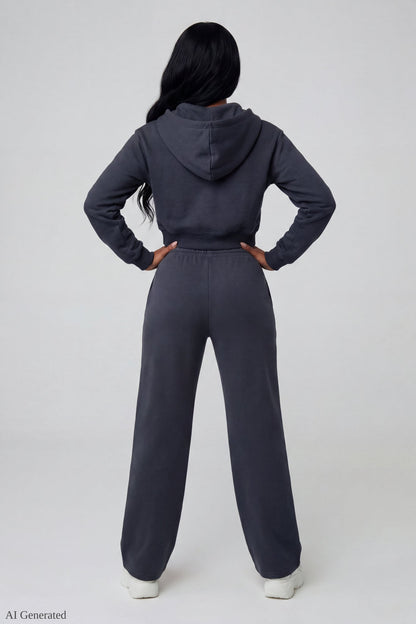 Fleece Cropped Zip Hoodie