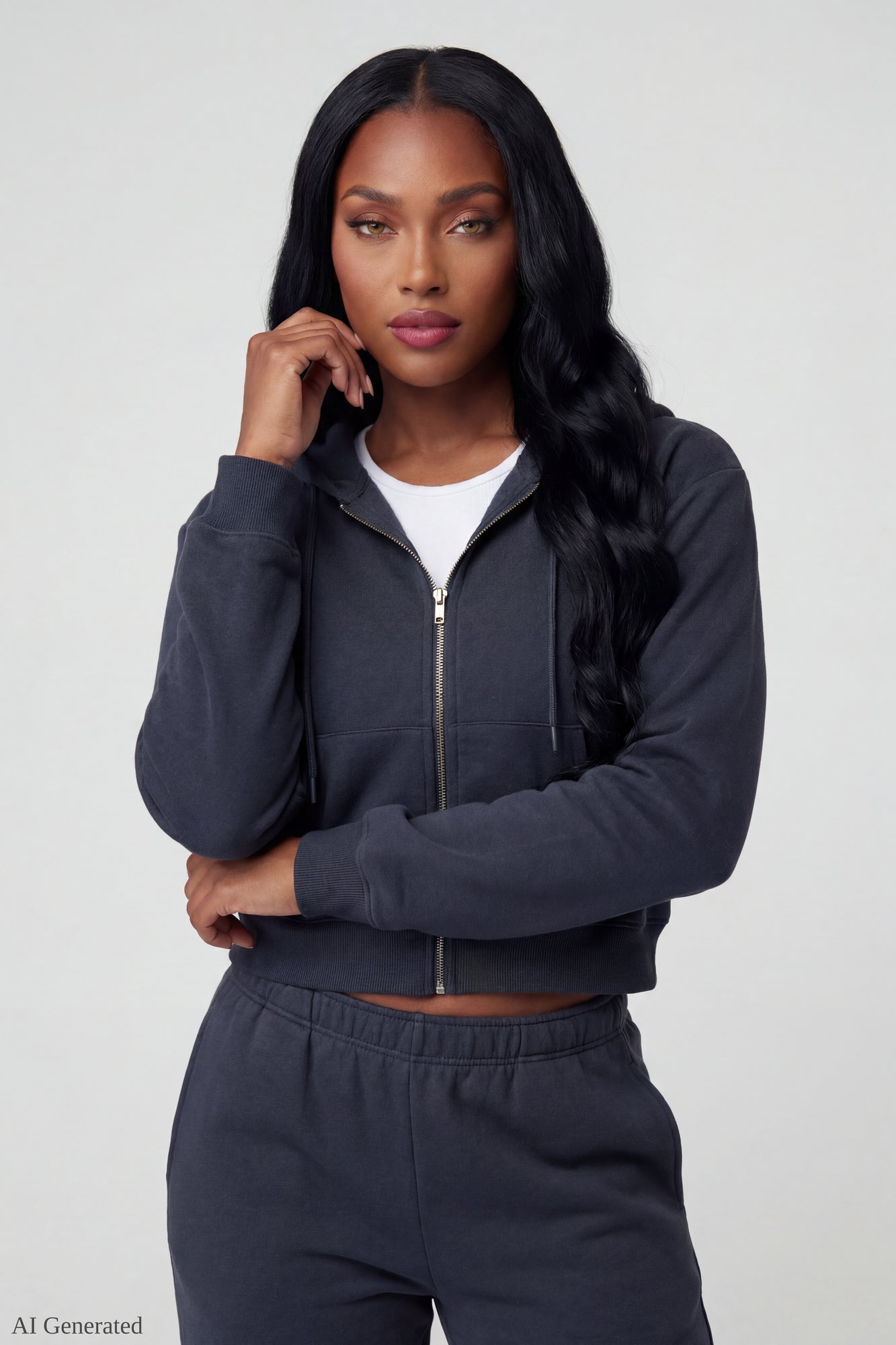 Fleece Cropped Zip Hoodie