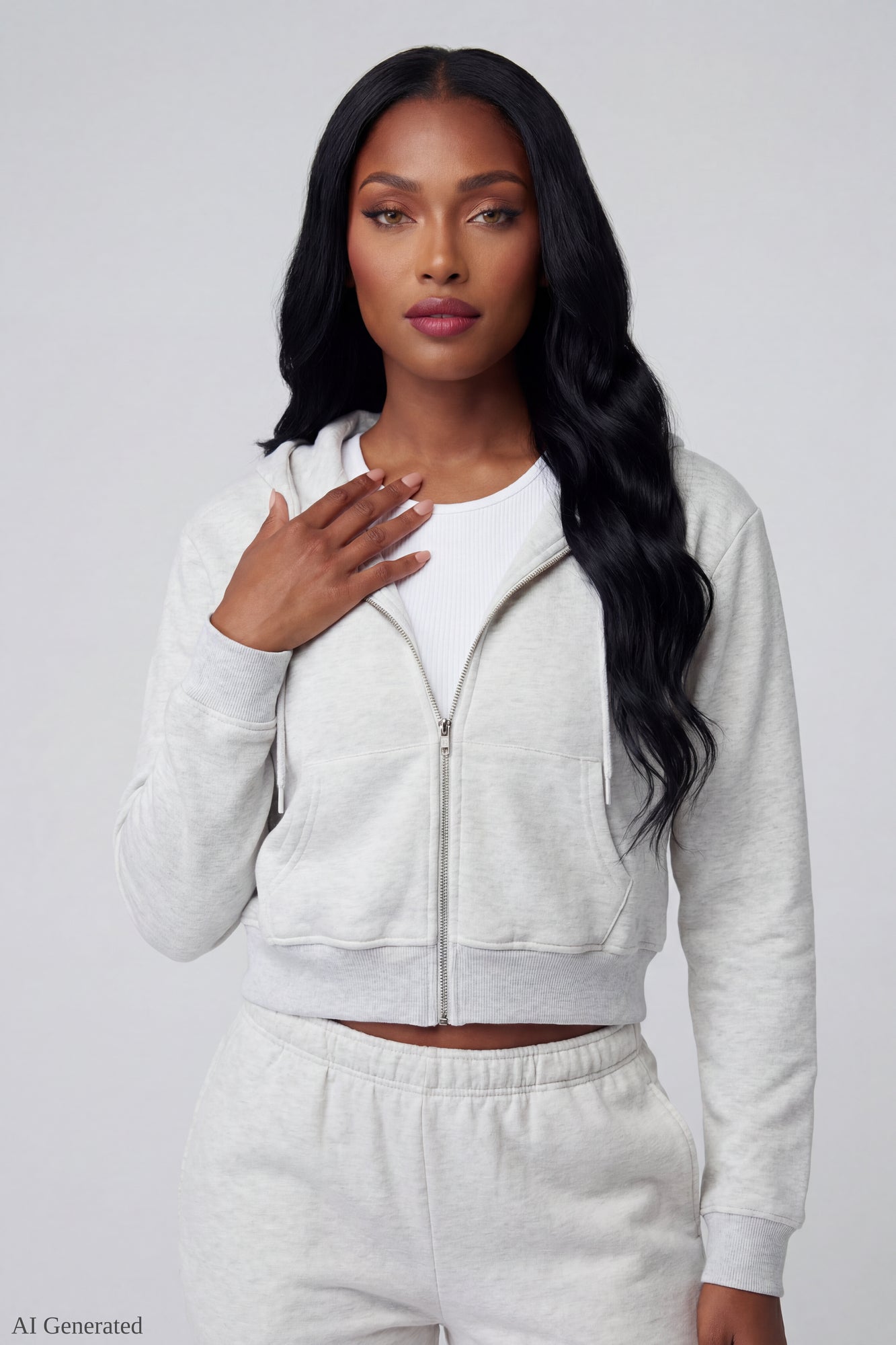Fleece Cropped Zip Hoodie