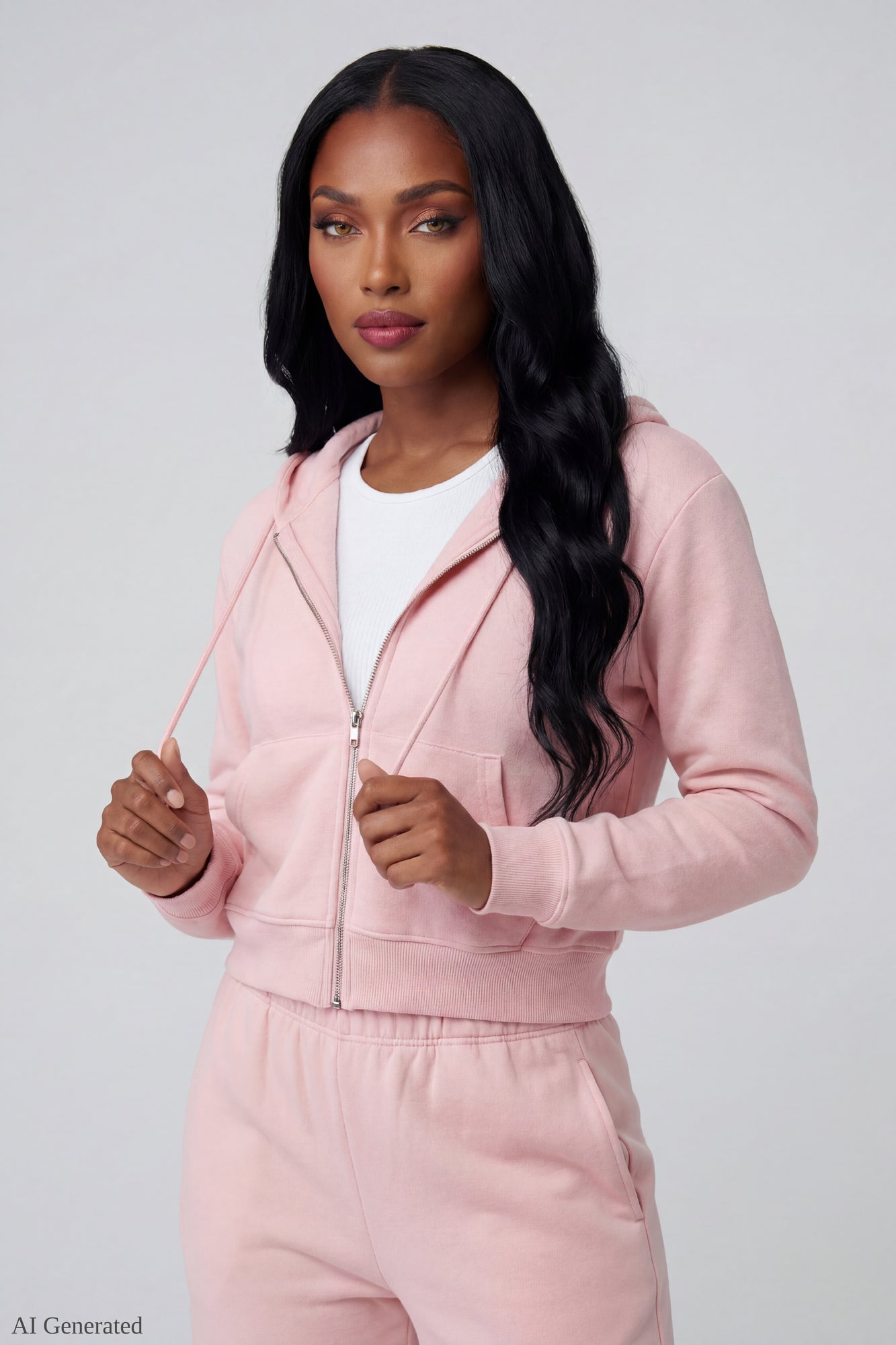 Fleece Cropped Zip Hoodie