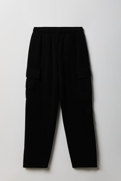 Fleece Low Rise Wide Leg Cargo Sweatpant