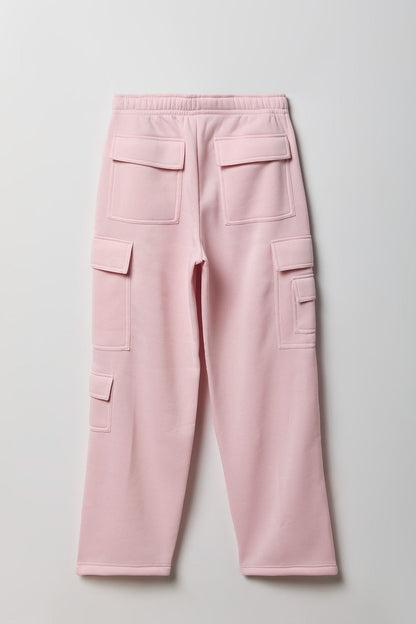 Fleece Low Rise Wide Leg Cargo Sweatpant