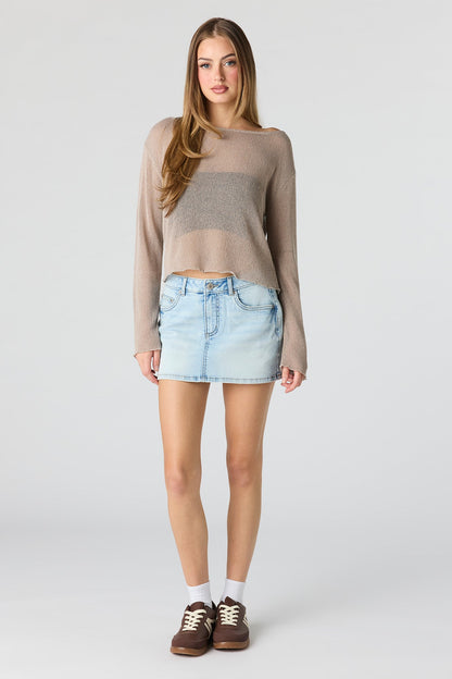 Crochet Off Shoulder Long Sleeve Top
