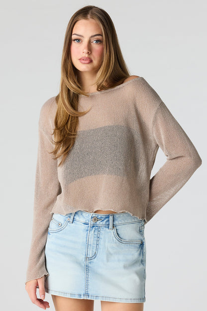 Crochet Off Shoulder Long Sleeve Top